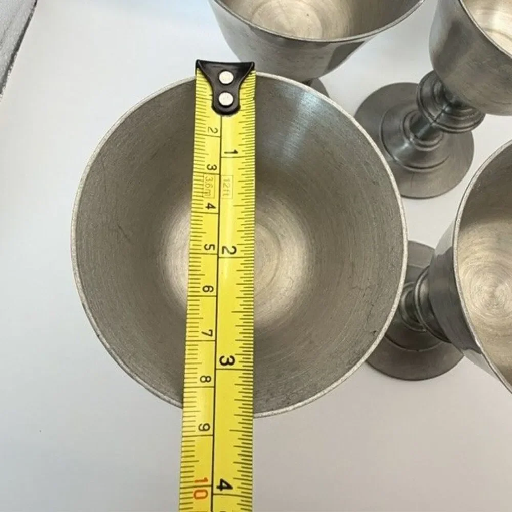 Set Of 4 International Silver Co Pewter Goblets Chalices Wine Glasses  4 in USA